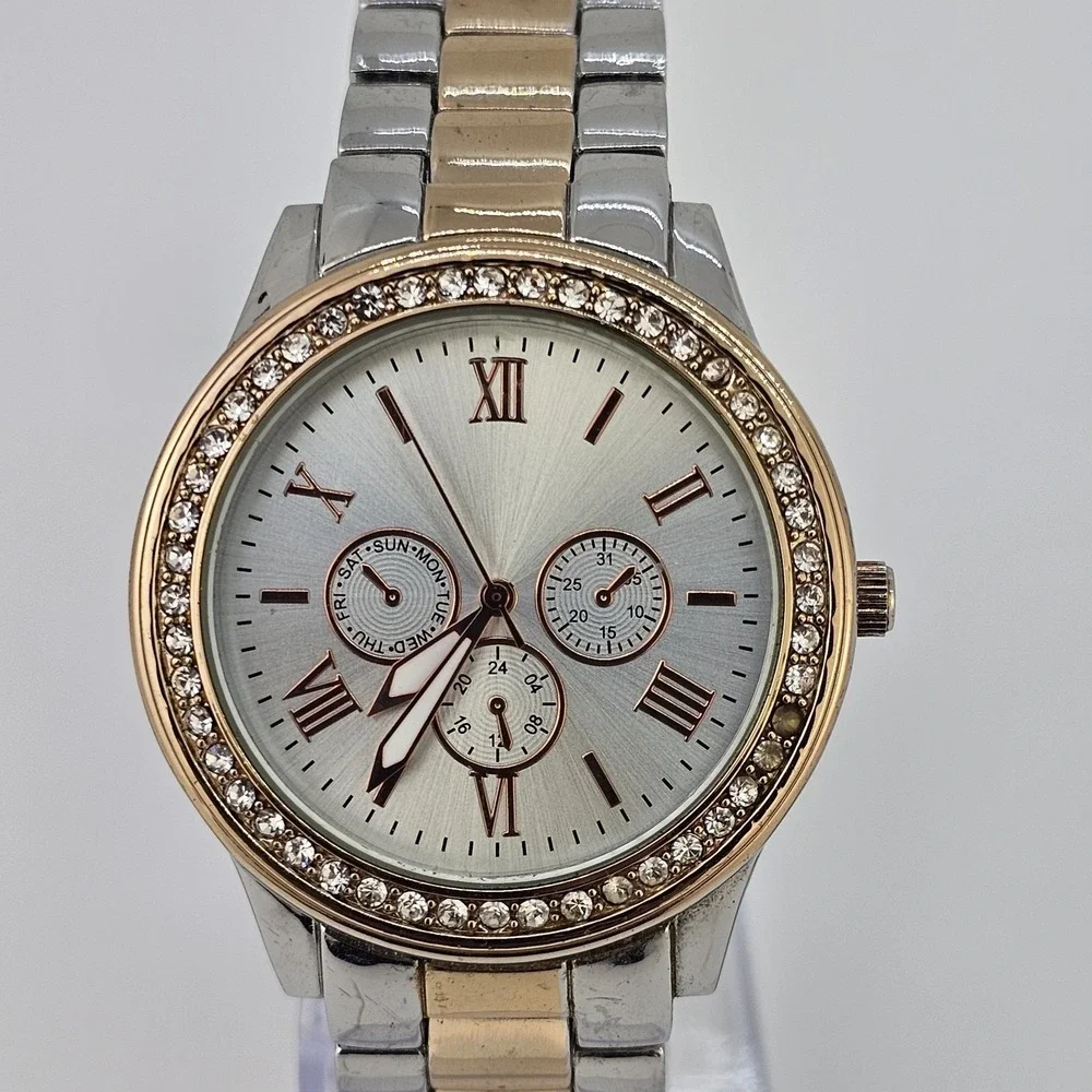 37MM Women's Analog Watch Gold Gray Dial Two Tone Bracelet Band‎ 7
